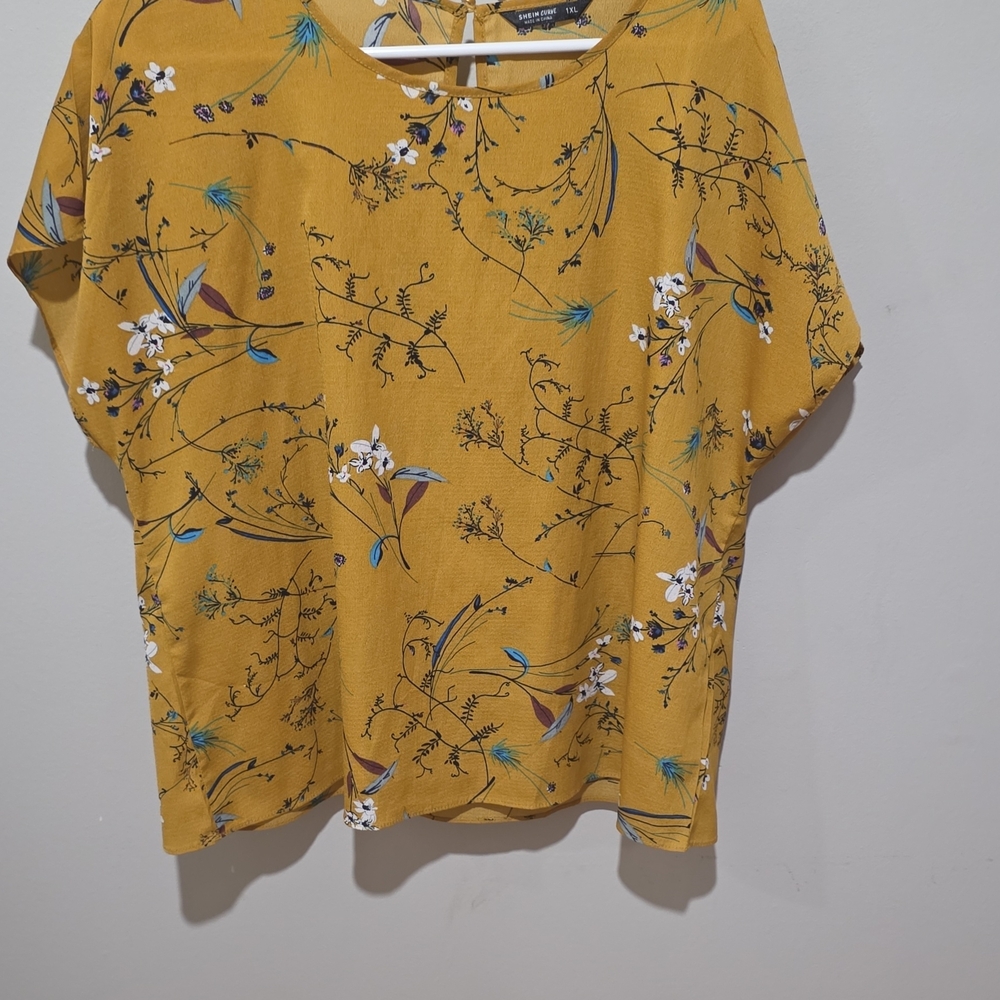 SHEIN Mustard Floral Blouse